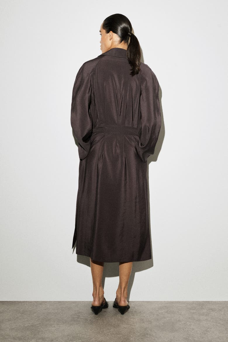 Utility Trench-Style Midi Dress, Alternate, color, DARK BROWN