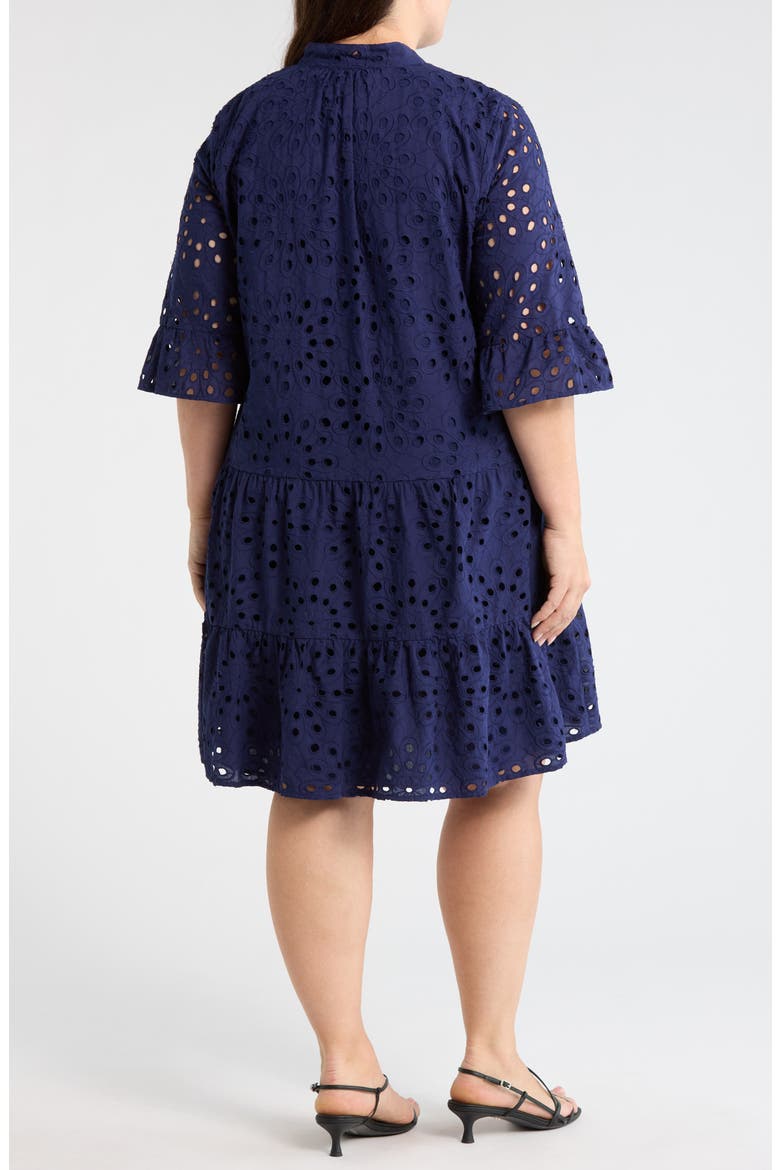 Eyelet Embroidered Tiered Cotton Dress, Alternate, color, DISTANT MOUNTAIN