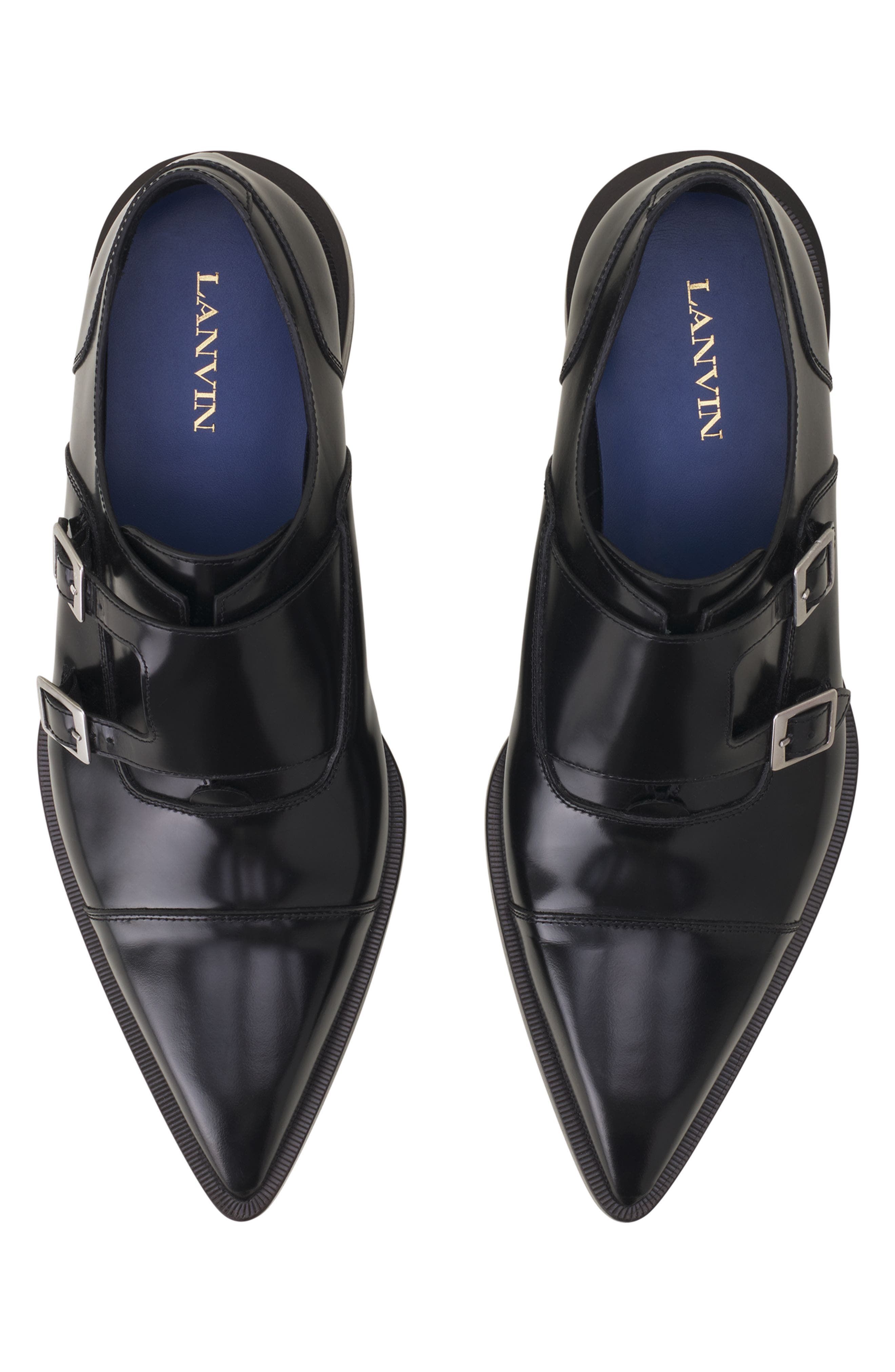 Lanvin Monk Shoes In Glossy Leather, Alternate, color, Black