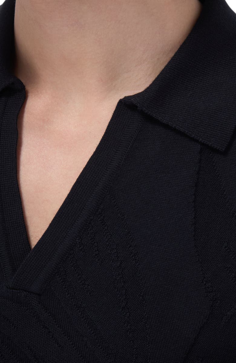 Bugatchi Johnny Collar Leaf Jacquard Cotton Polo Sweater, Alternate, color, 