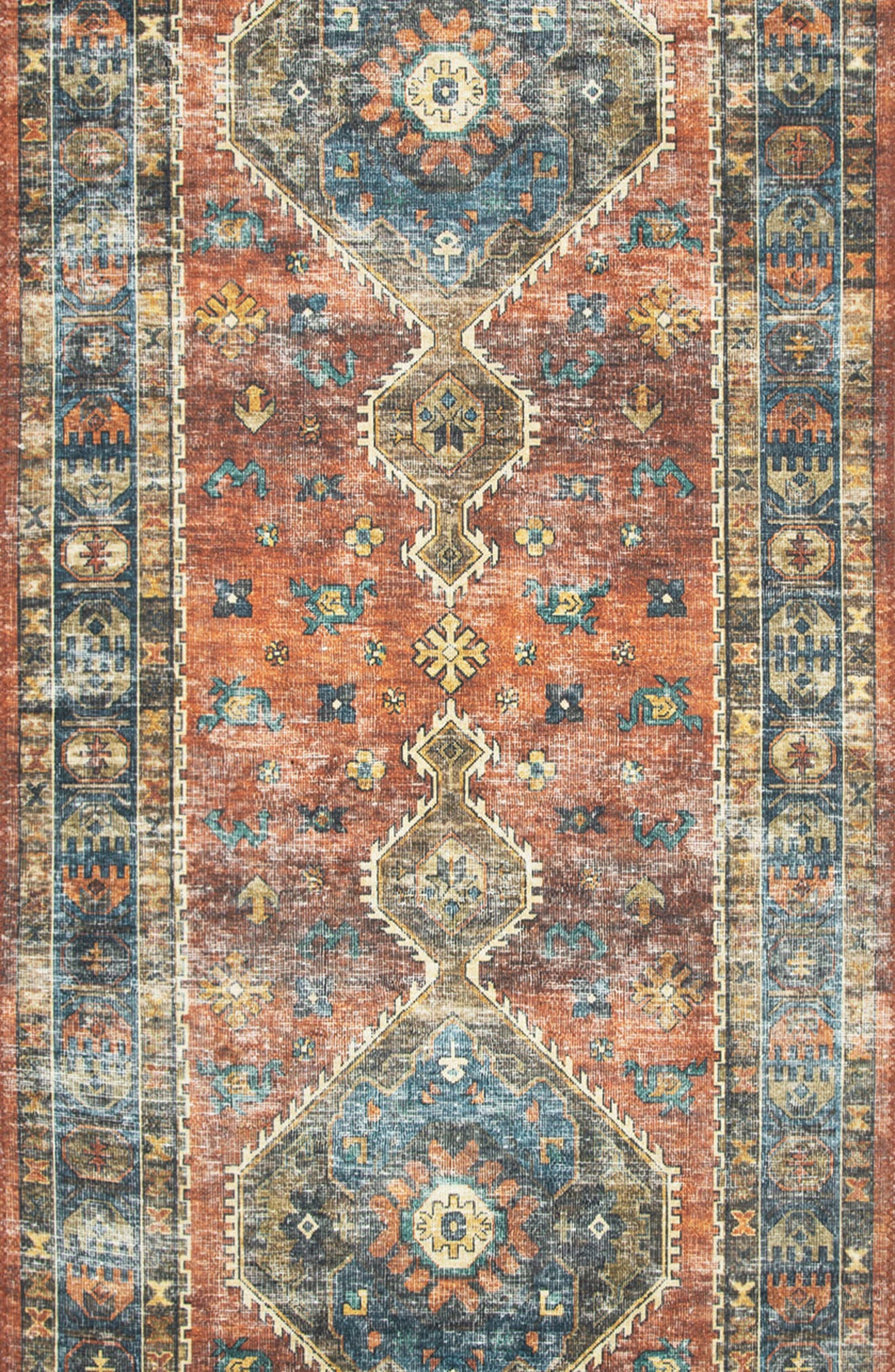 LOLOI Skye Collection Rug - Rust/Blue - 7'6" x 9'6"