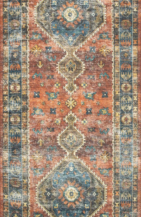 Skye Collection Rug - Rust/Blue - 7'6" x 9'6"
