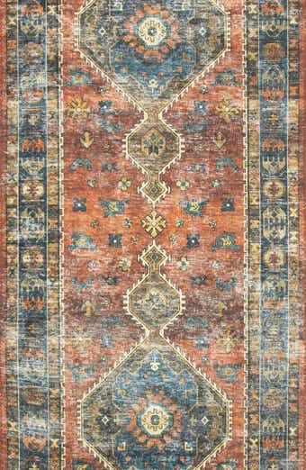 LOLOI Skye Collection Rug - Rust/Blue - 7'6" x 9'6"