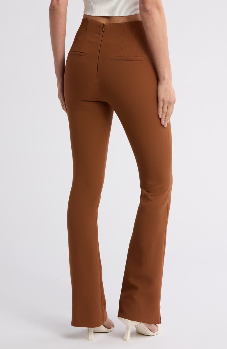 Veronica Beard Orion Pleat Front Flare Pants, Alternate, color, Dark Ochre