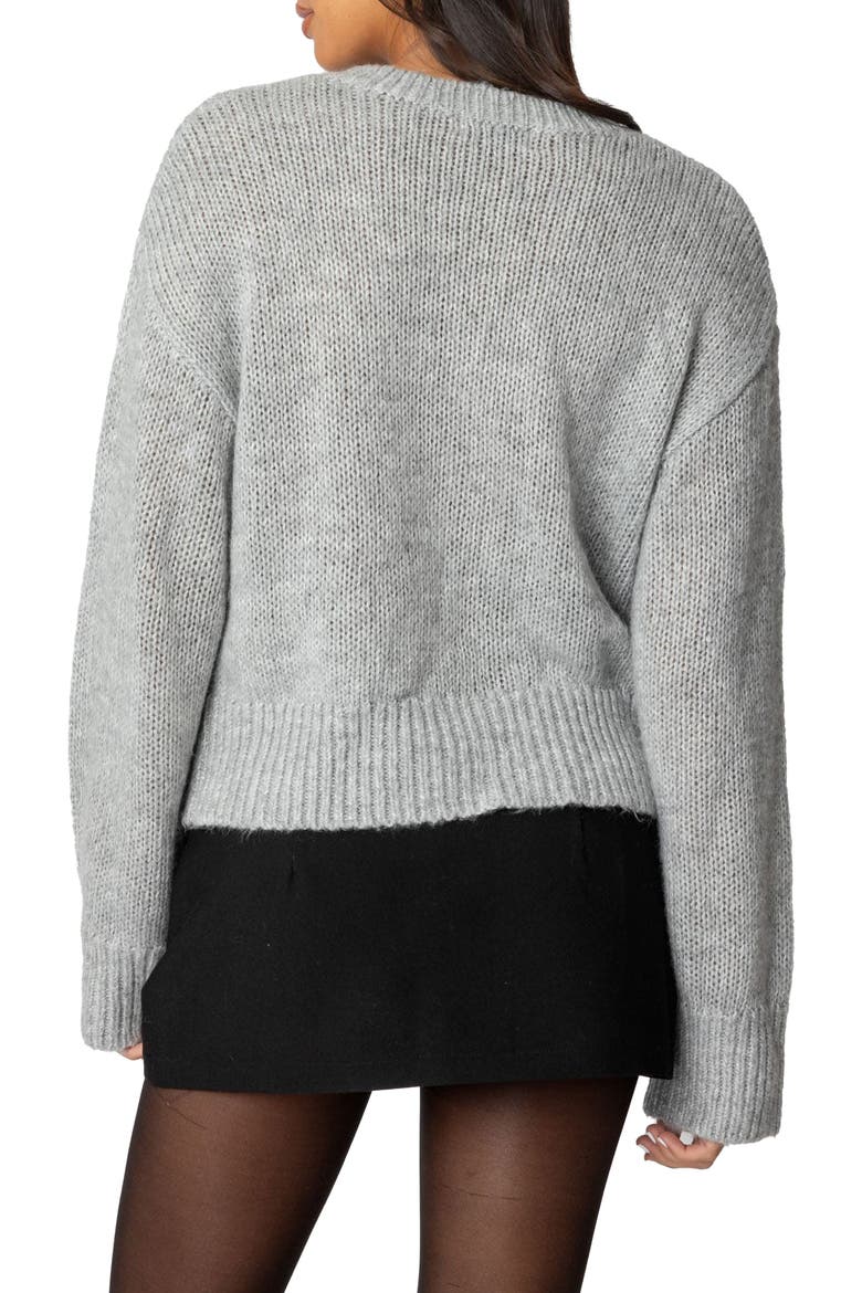 Freida Scalloped Fuzzy Cardigan, Alternate, color, GRAY-MELANGE