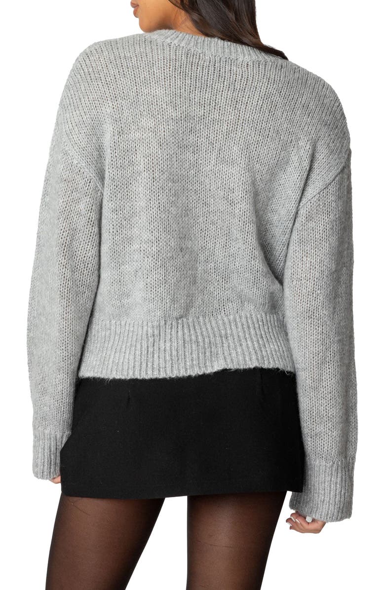 EDIKTED Freida Scalloped Fuzzy Cardigan, Alternate, color, Gray-Melange