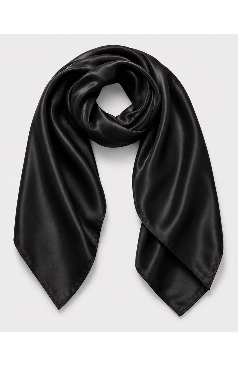 SILKSILKY Pure Silk Classic Elegant Square Scarf, Main, color, Black