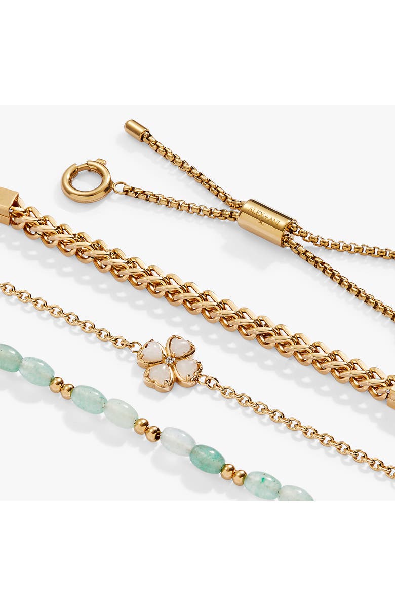 Alex and Ani Four Leaf Clover Stranded Bracelet Set, Alternate, color, Gold