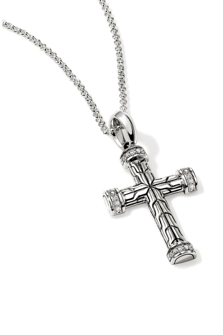 Men's Essential Diamond Cross Pendant, Alternate, color, SILVER