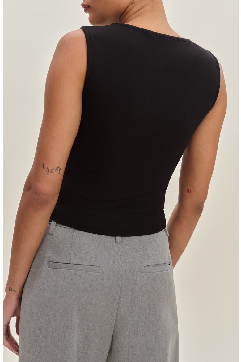 Wren Cotton V-Neck Tank, Alternate, color, BLACK