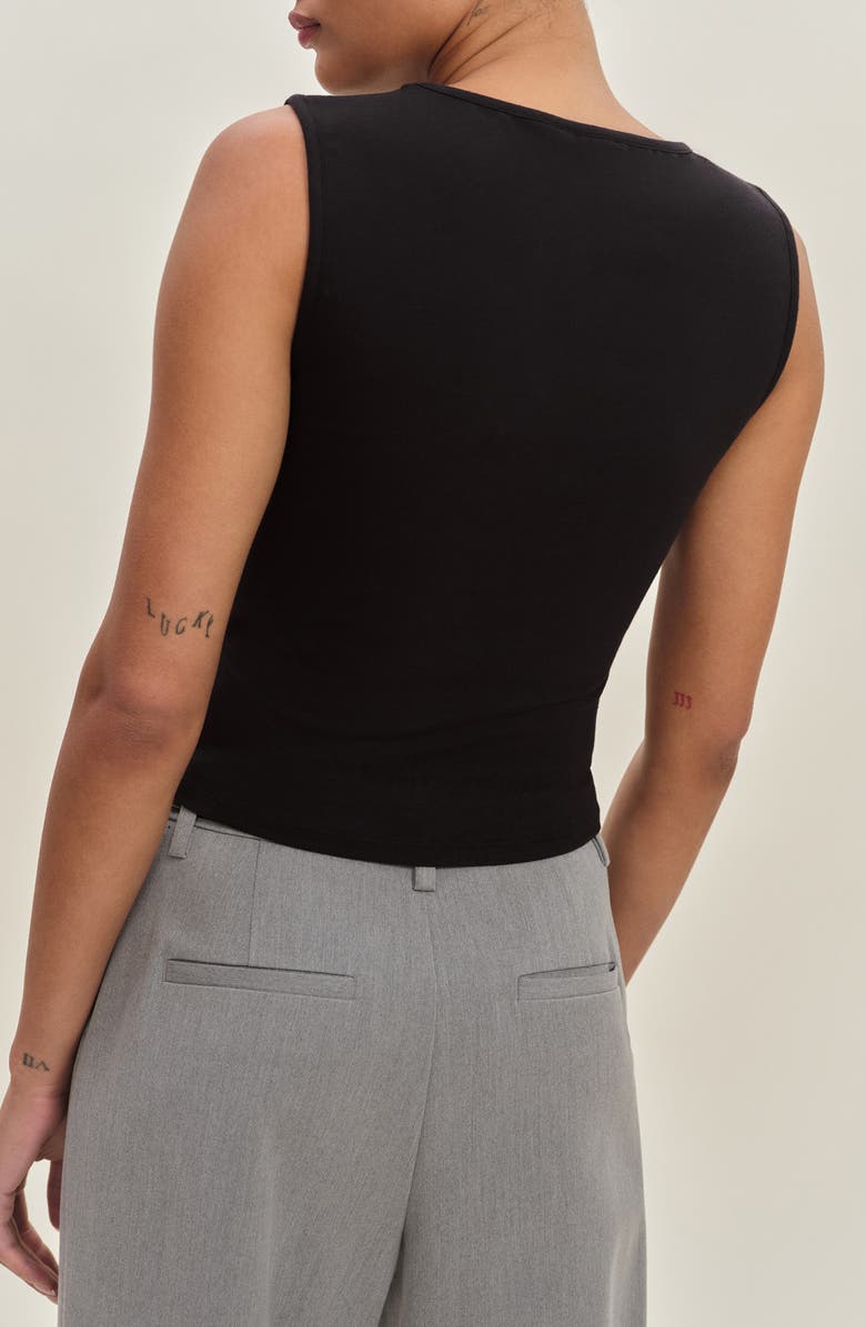 Reformation Wren Cotton V-Neck Tank, Alternate, color, Black