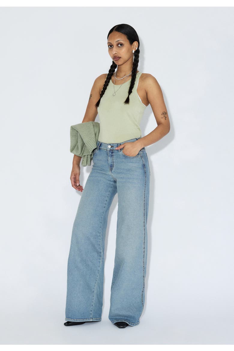 Zila Mid Wide Jeans, Alternate, color, Cape Light Vintage