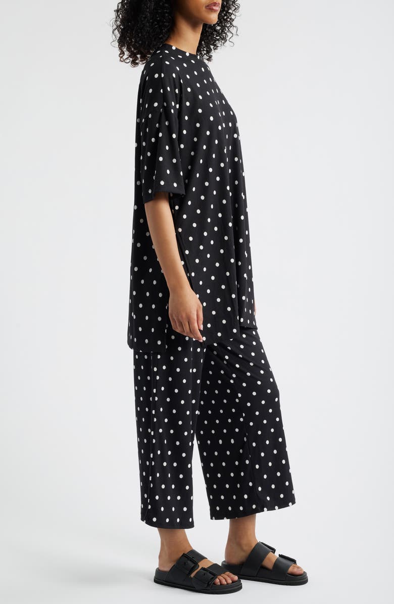 Dressed in Lala Lex Rib Oversize T-Shirt & High Waist Crop Pants Set, Alternate, color, Black