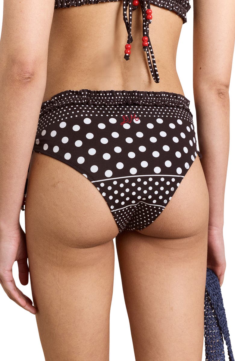 Damson Madder Mixed Dot String Bikini Bottoms, Alternate, color, Black/ White Multi