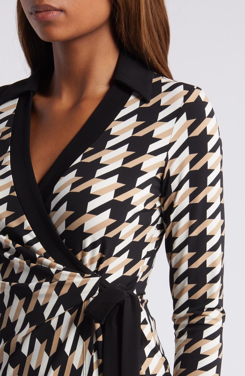 Anne Klein Houndstooth Print Wrap Top, Alternate, color, 