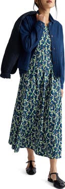 Seasalt Cornwall Veronica Print Stretch Organic Cotton Jersey Midi Dress
