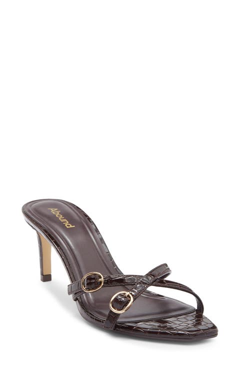 Sylvia Croc Embossed Heeled Sandal (Women)