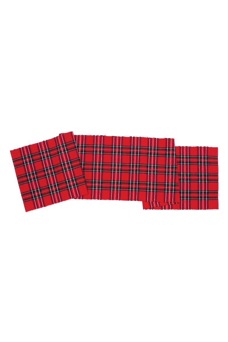Arlington Plaid Table Runner 13" x 72", Main, color, Red