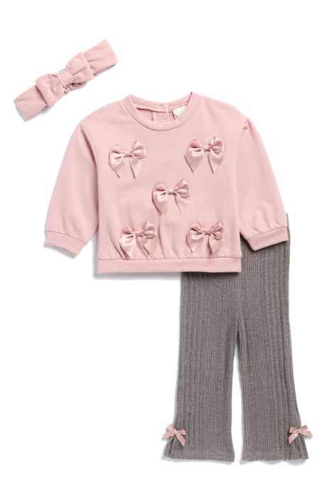 Nicole Miller Bow Pullover, Flare Pants & Headband Set