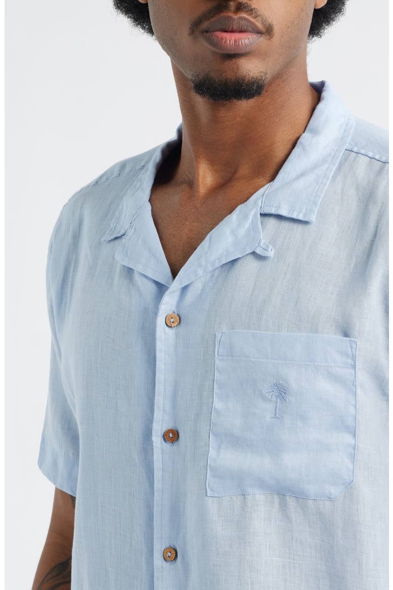 Short Sleeve Button-Up Camp Shirt, Alternate, color, BLUE