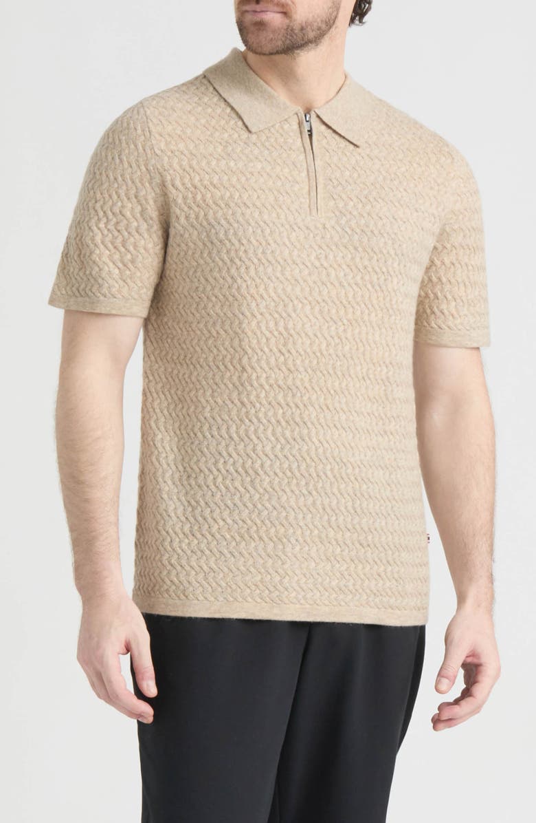 Hunter Lorne Half Zip Polo Sweater, Alternate, color, Pumice Stone