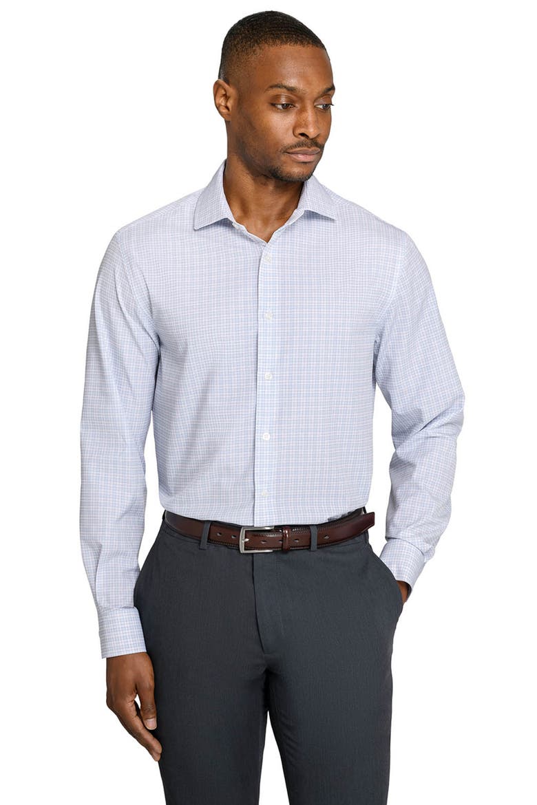 Plaid 4-Way Stretch Button-Up Shirt, Alternate, color, WHITE/ SILVER