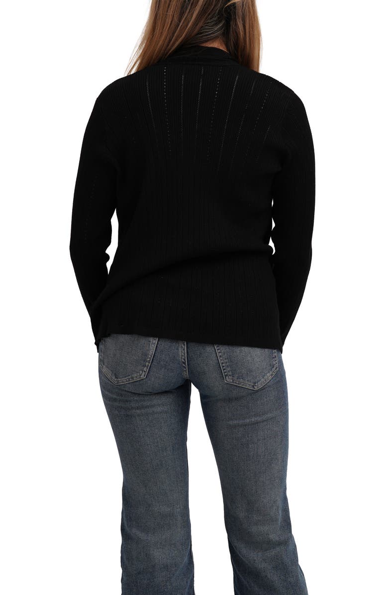 CYRUS Pointelle Cardigan, Alternate, color, Black