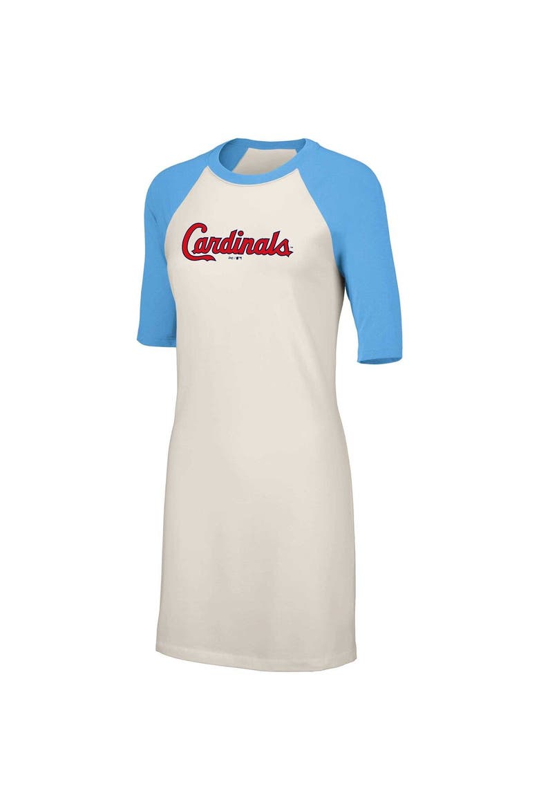 Women's Lusso  White St. Louis Cardinals Nettie Raglan Half-Sleeve Tri-Blend T-Shirt Dress, Alternate, color, White