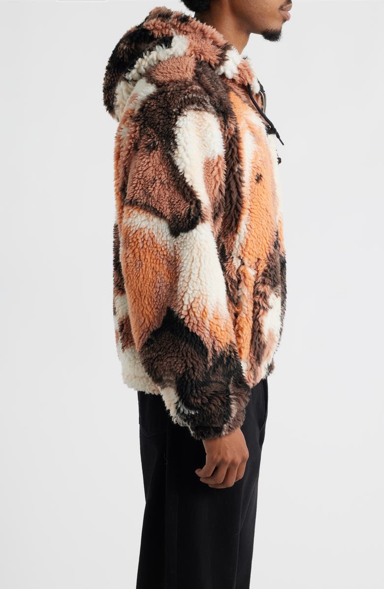 Obey Horses High Pile Fleece Hooded Jacket, Alternate, color, Brown Multi