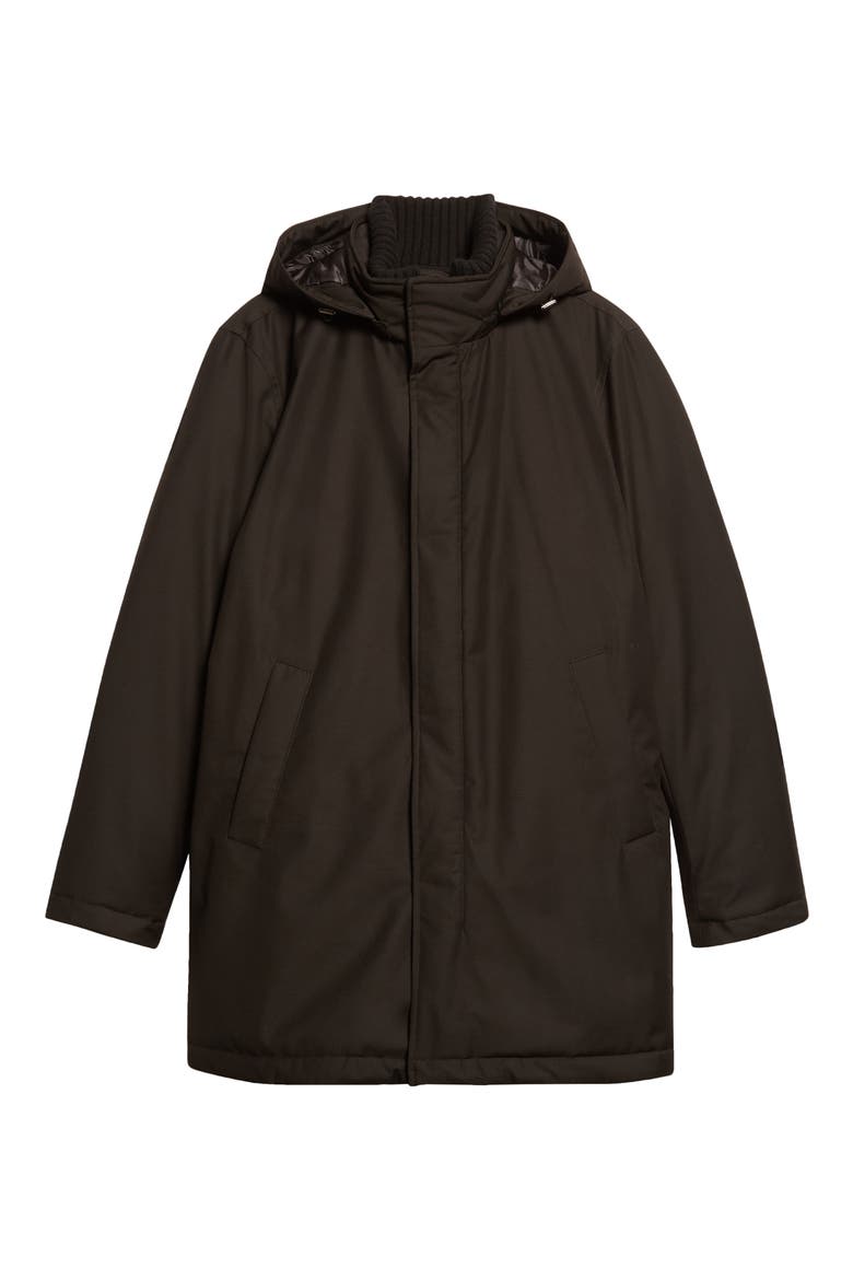 Windproof Hooded Down Parka, Alternate, color, BLACK