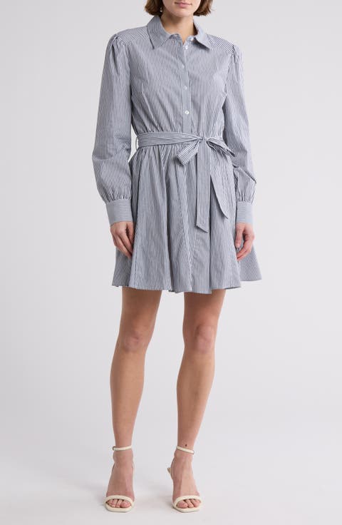 Godet Stripe Shirtdress