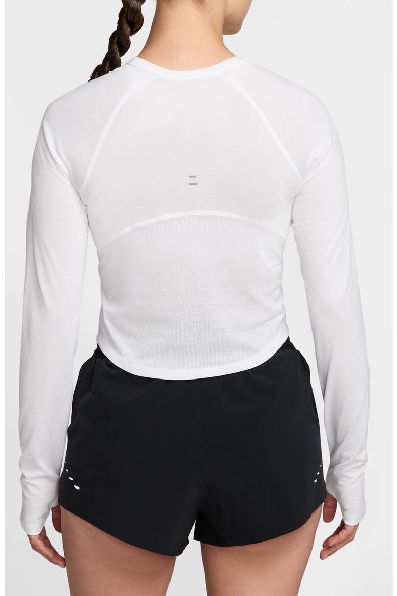 Tempo Dri-FIT Performance Cropped Long Sleeve T-Shirt, Alternate, color, WHITE/ REFLECTIVE SILV
