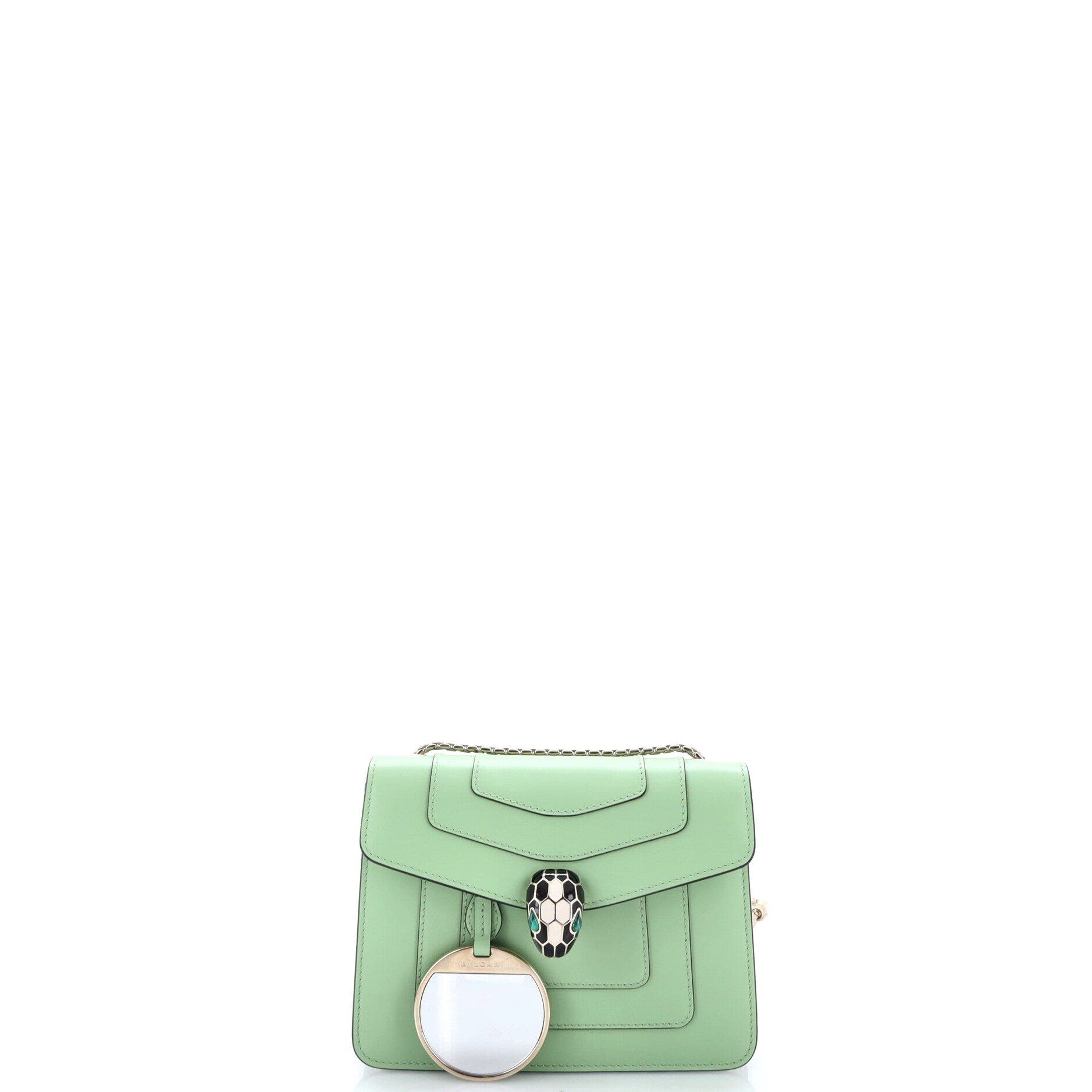 Serpenti Forever Square Shoulder Bag Leather Small, Alternate, color, Green