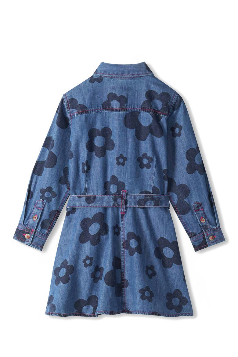 Kids' Big Flowers Denim Dress, Alternate, color, BLUE