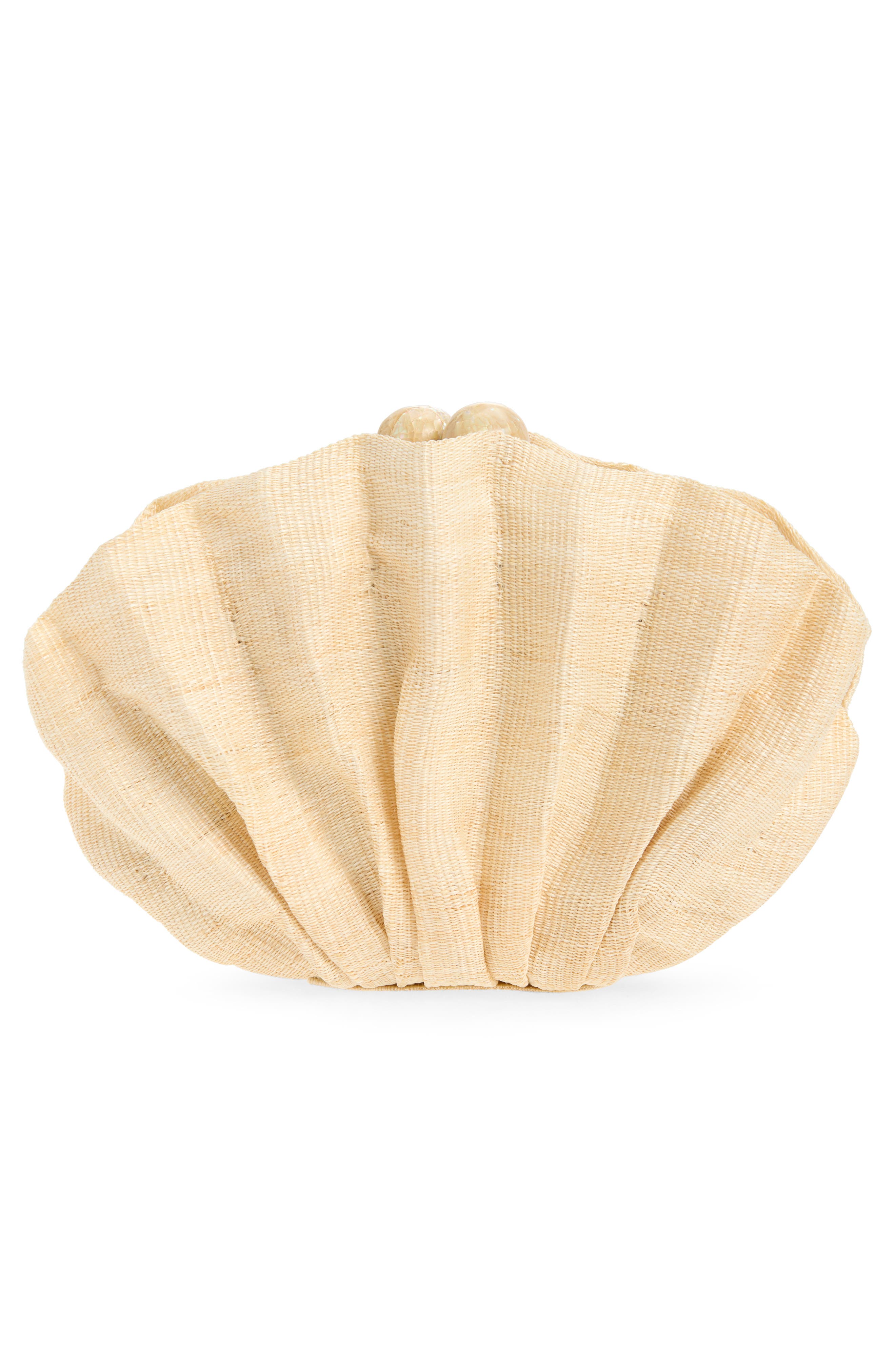 POOLSIDE The Origami Scallop Clutch, Alternate, color, Sand