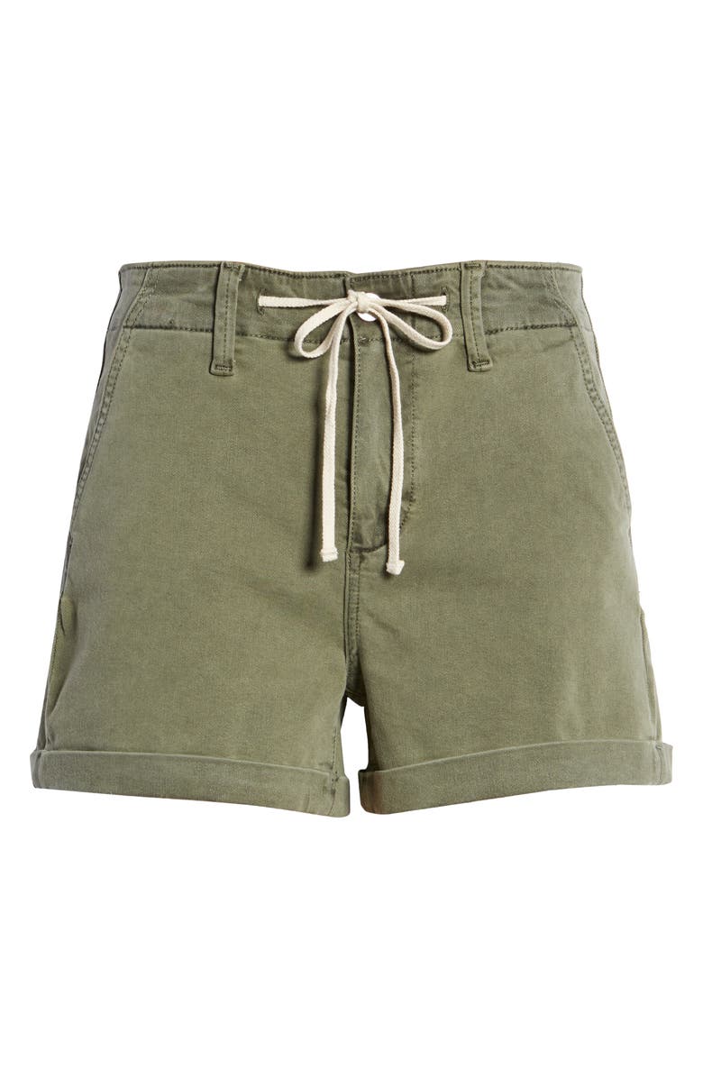 PAIGE Christy Drawstring Twill Shorts, Alternate, color, Vtg Ivy Gr