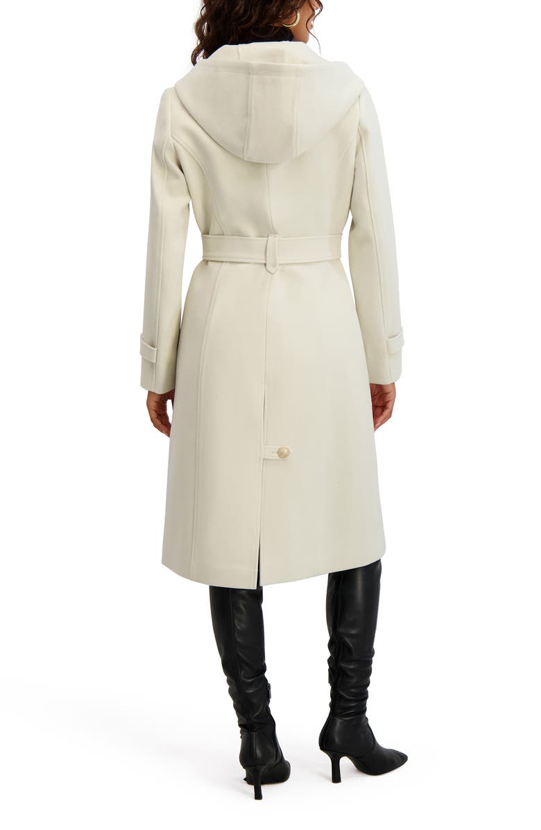Kensie Belted Plush Trench Coat, Alternate, color, Ivory