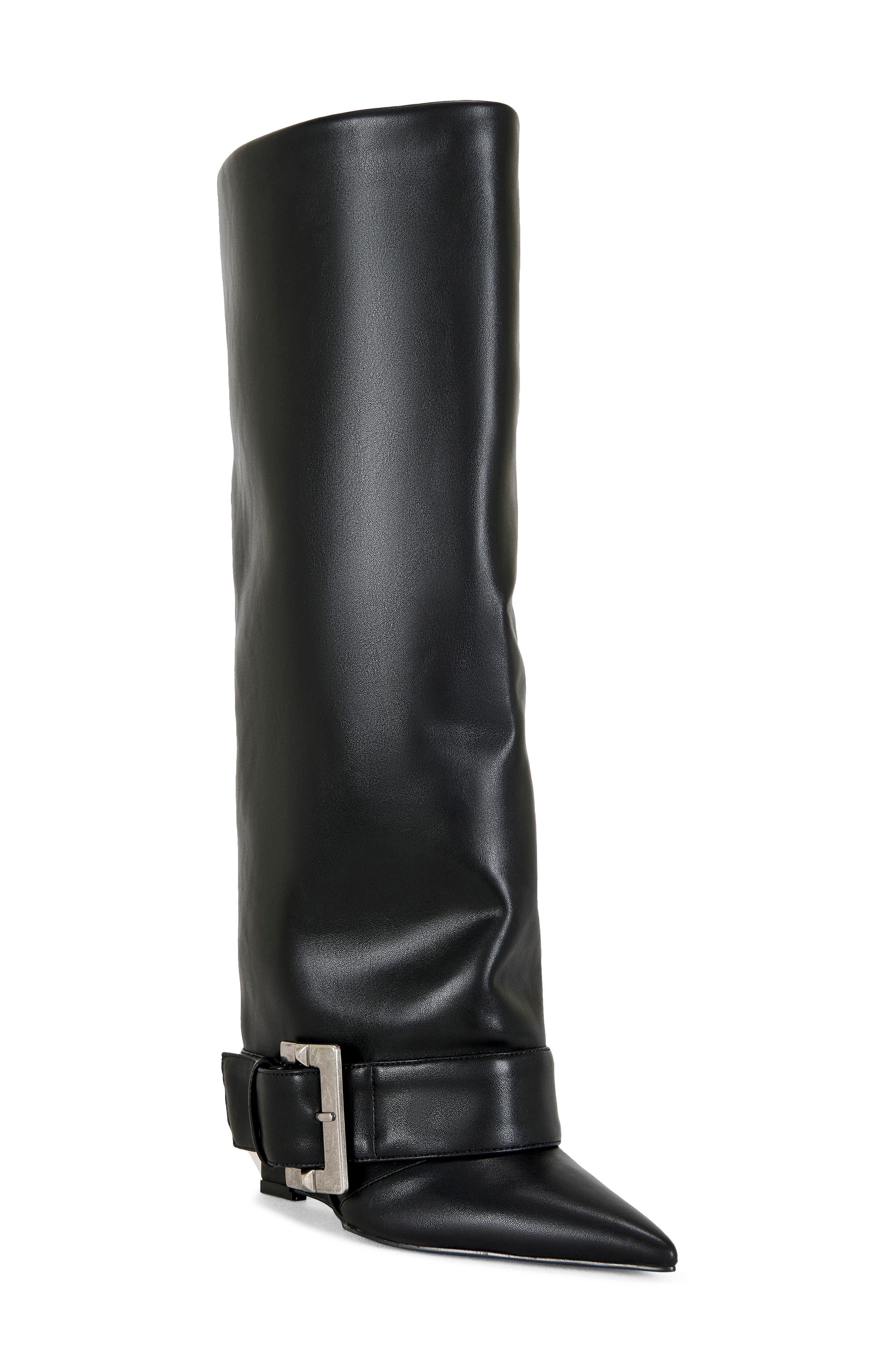 AZALEA WANG Antonina Belted Wedge Boot, Main, color, Black