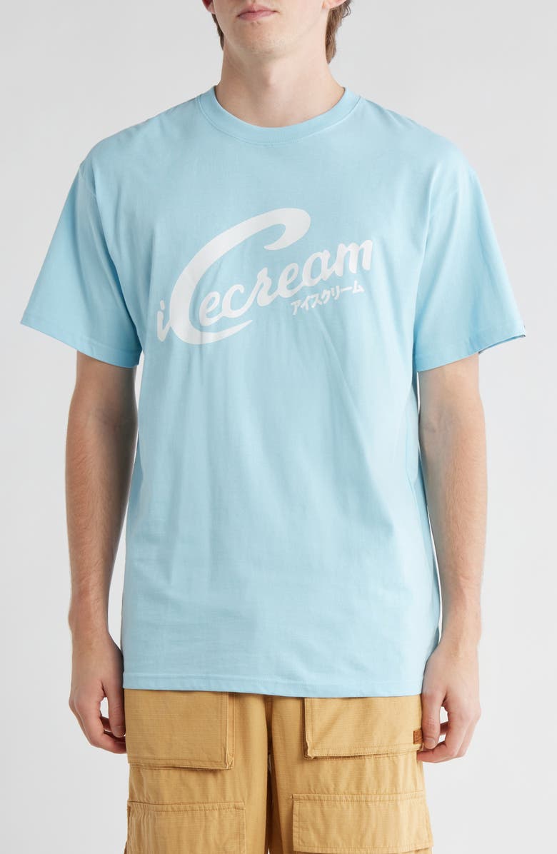 ICECREAM Script Logo Graphic T-Shirt, Main, color, Crystal Blue