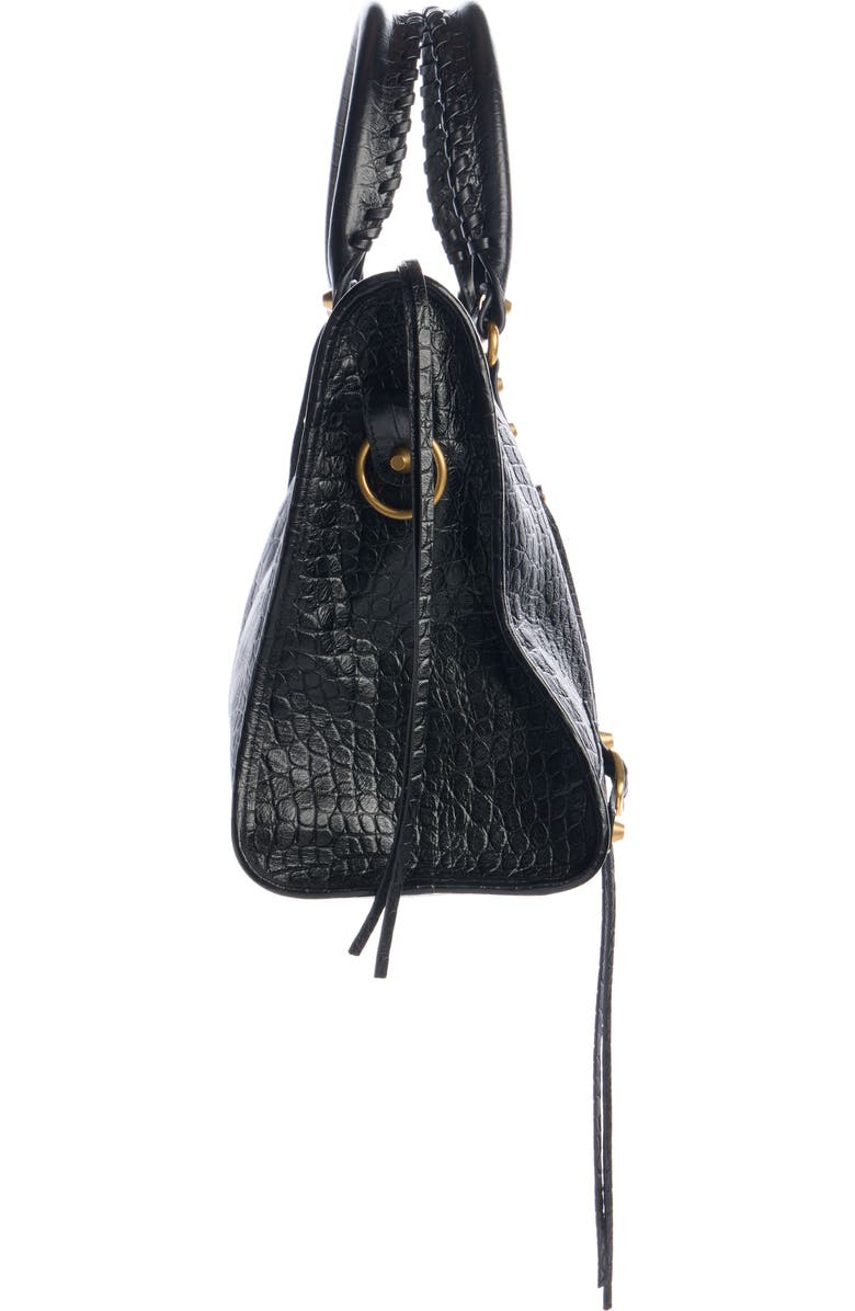 Balenciaga Le City Croc Embossed Leather Satchel, Alternate, color, 1000 Black
