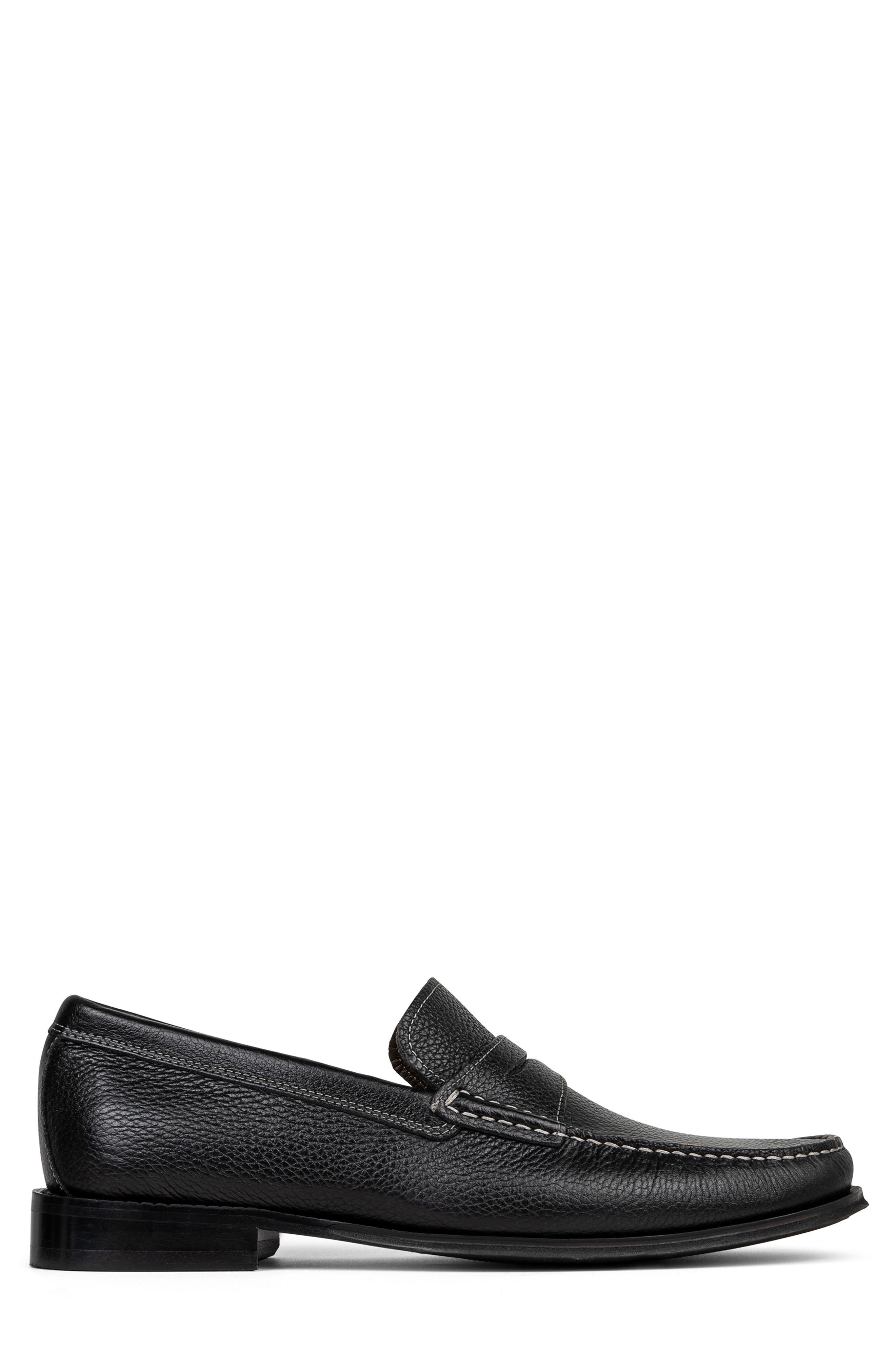 Donald Pliner Leather Penny Loafer, Alternate, color, Black/ Black