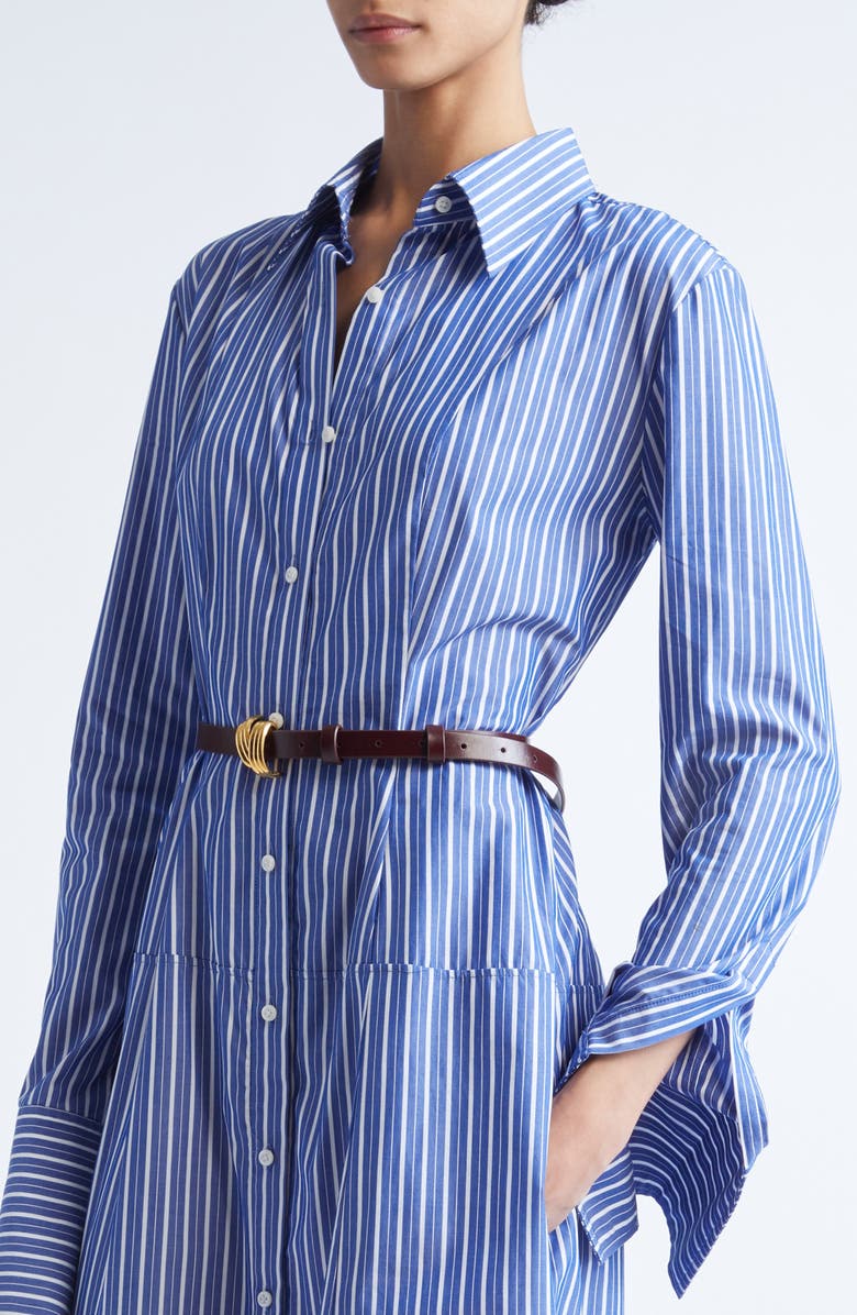 Brandon Maxwell The Sammy Stripe Cotton Shirtdress, Alternate, color, Navy Stripe