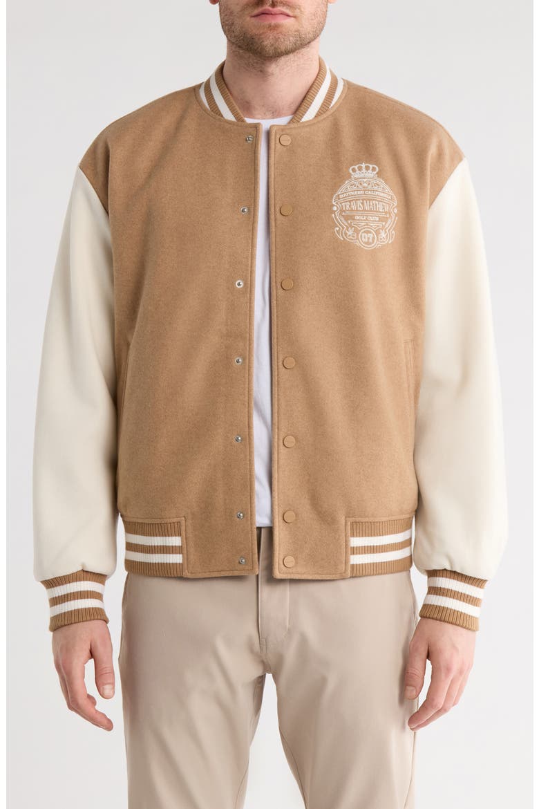 Victory Mile Varsity Jacket, Main, color, MOONBEAM