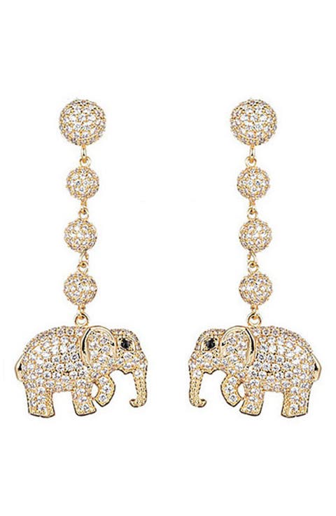 Gold-Tone Elephante CZ Earrings