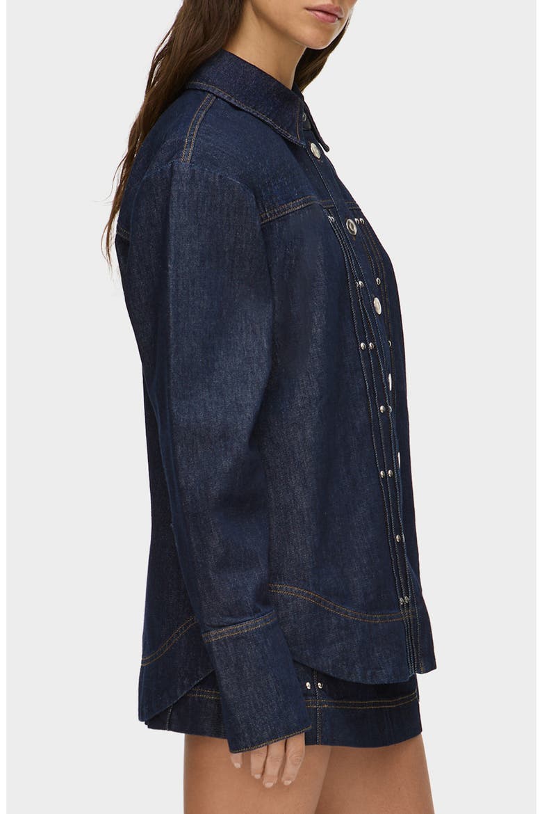 Fog Stud Detail Organic Cotton Denim Jacket, Alternate, color, INDIGO