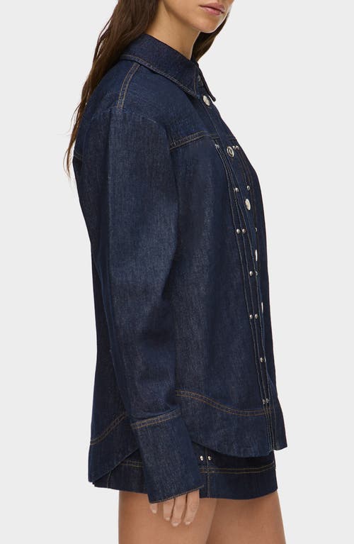 Aligne Fog Stud Detail Organic Cotton Denim Jacket In Blue