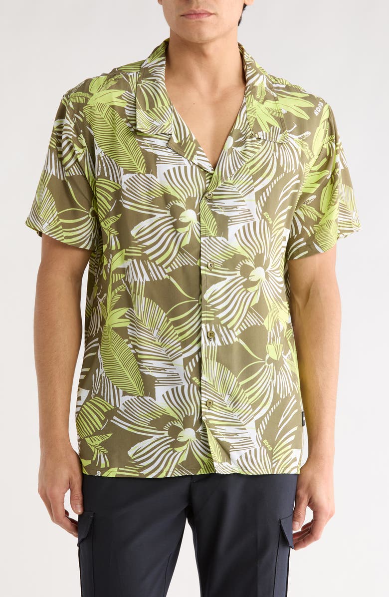 BOSS Beach Camp Shirt, Main, color, Medium Green
