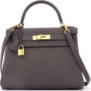 Pre-Owned Hermes Kelly Handbag Grey Togo with Gold Hardware 28