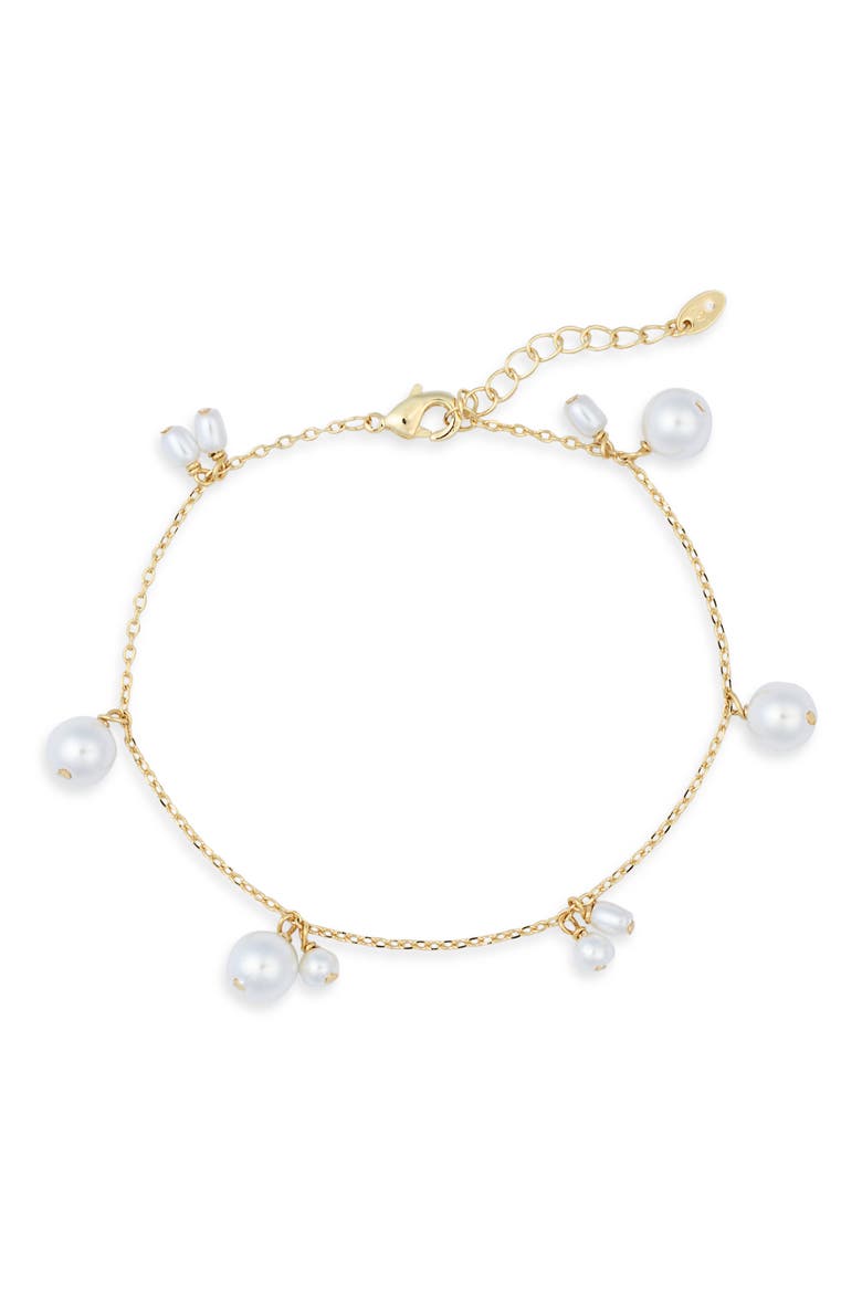 Demi Fine Faux Pearl Charm Bracelet, Main, color, WHITE- GOLD