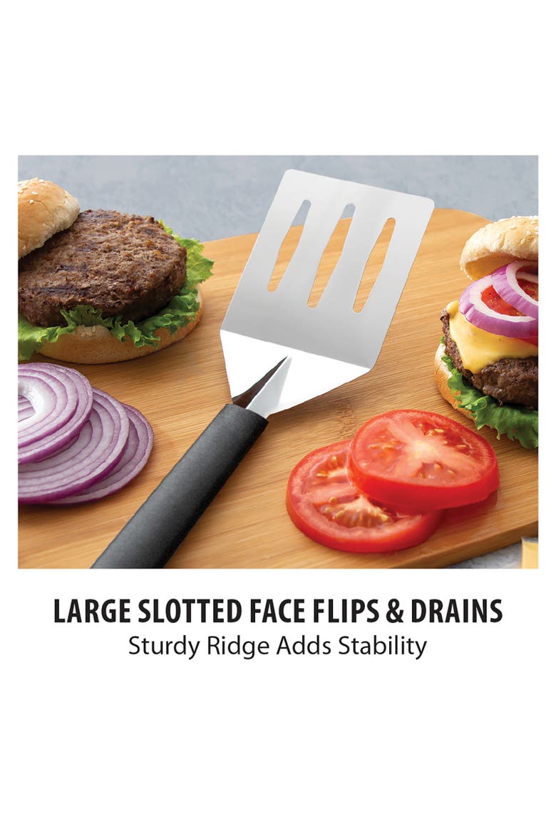 Cutlery Turnover Large Faced Slotted Turner Spatula, Alternate, color, Black